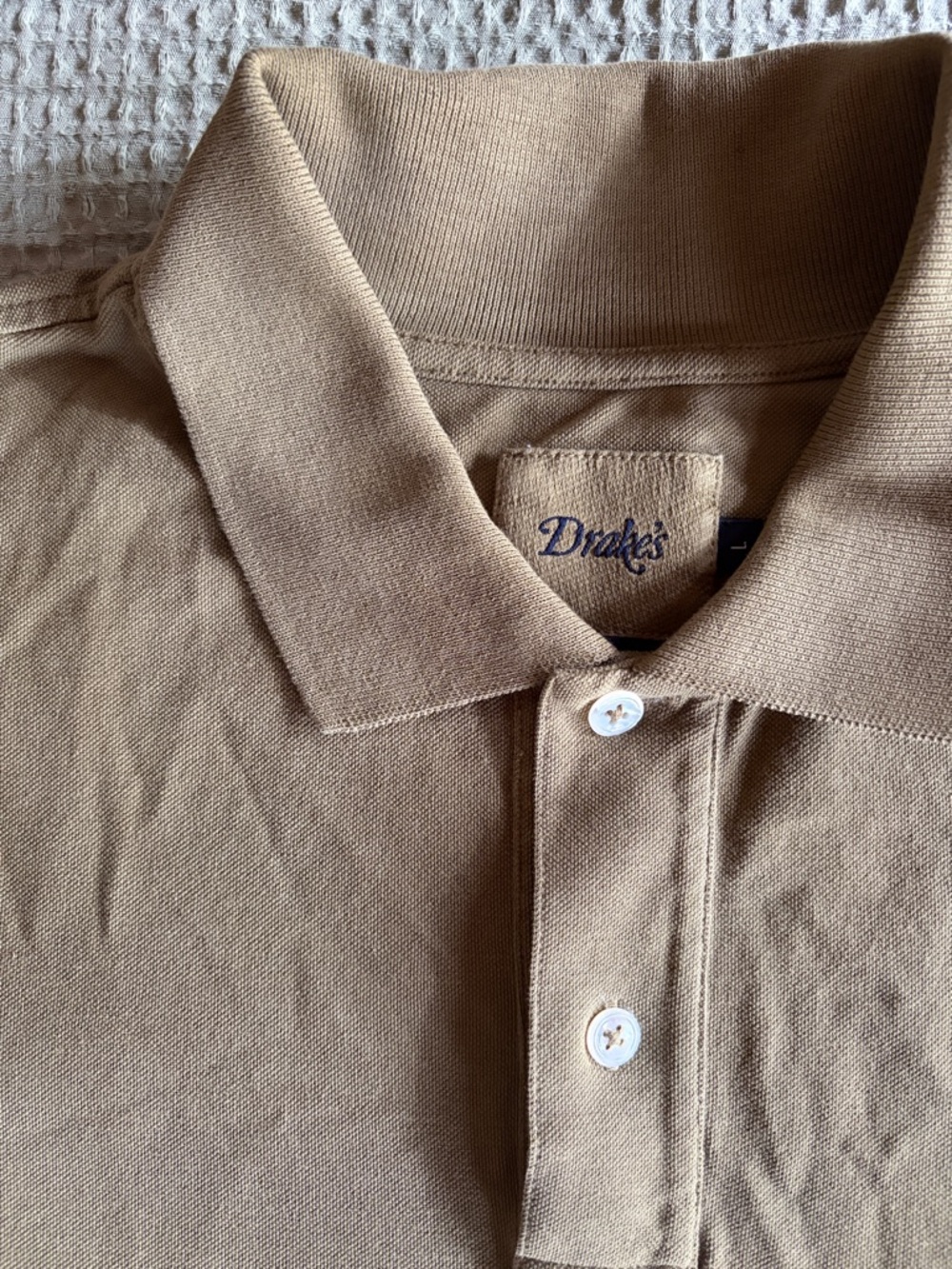 Drakes olive green Cotton Polo Shirt - Picture 2 of 3